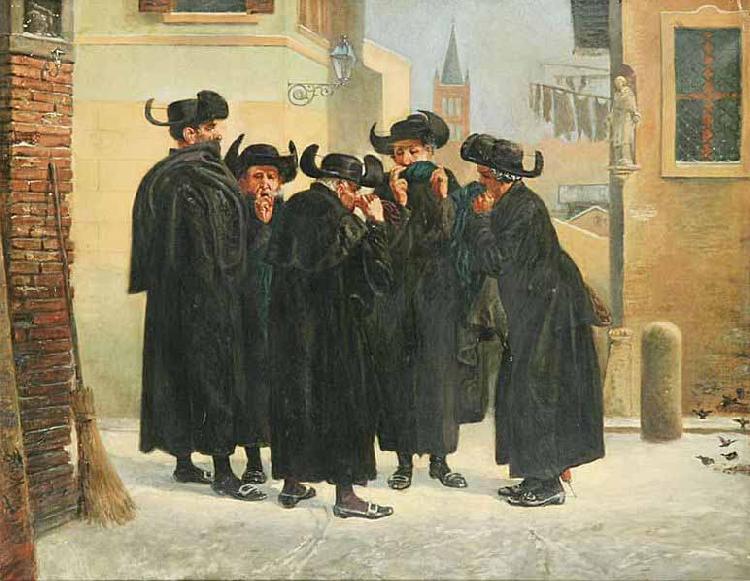 Emanuel Salomon Friedberg Jews Taking Snuff oil painting image